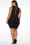 Trey Lace Up Dress - Black