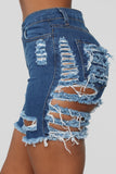 A Lot To Love Distressed Bermuda Shorts - Medium Blue Wash