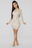 Shine Like The Night Sequin Dress - Nude