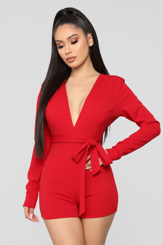 Let's Go Downtown Romper - Red