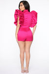 Please Keep Them Coming Romper - Fuchsia