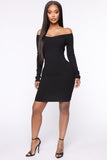 Simple Pleasures Ribbed Mini Dress - Black