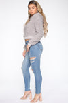 Justine Distressed Ankle Jeans - Light Blue Wash