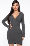 Yeah Whatever Mini Dress - Charcoal