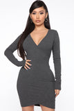 Yeah Whatever Mini Dress - Charcoal
