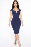V Classy Midi Dress - Navy