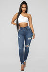 Stretch Me Out High Rise Ankle Jeans - Dark Denim