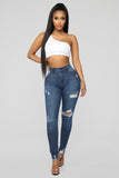 Stretch Me Out High Rise Ankle Jeans - Dark Denim