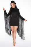 Flirting With Fringe Suede Mini Dress - Black