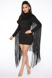 Flirting With Fringe Suede Mini Dress - Black
