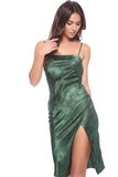 Skylar Satin Slip Dress - Hunter