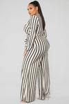 Right Up My Alley Striped Jumpsuit - Taupe/Combo
