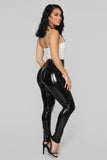 Late Night Texts Vinyl Pants - Black