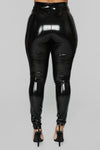 Late Night Texts Vinyl Pants - Black