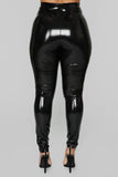 Late Night Texts Vinyl Pants - Black