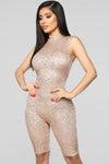 Speed Of Light Sequin Romper - Peach