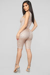 Speed Of Light Sequin Romper - Peach
