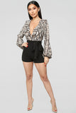 Talk Behind Her Back Romper - Brown