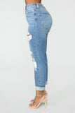 I Got It From My Mama Distressed Jeans - MediumBlueWash