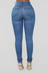 Classic Button Up Skinny Jeans - Medium Blue Wash