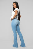 Valentina High Rise Flare Jeans - Light Blue Wash