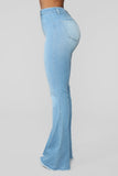 Valentina High Rise Flare Jeans - Light Blue Wash