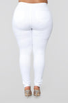 Super High Waist Denim Skinnies - White