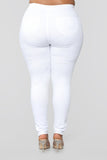 Super High Waist Denim Skinnies - White