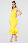 Dates With Babe Ruffle Dress - Yellow