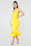 Dates With Babe Ruffle Dress - Yellow