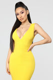 Dates With Babe Ruffle Dress - Yellow