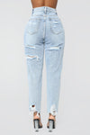 Time Of My Life Distressed Boyfriend Jeans - LightBlueWash