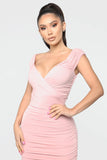 Call Me Elastic Ruched Maxi Dress - Pink