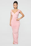 Call Me Elastic Ruched Maxi Dress - Pink