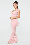 Call Me Elastic Ruched Maxi Dress - Pink