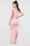 Call Me Elastic Ruched Maxi Dress - Pink