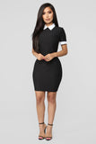Week Day Collared Dress - Black