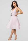 At First Glance Flare Mini Dress - Pink