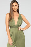 Serene Satin Jogger Jumpsuit - Olive