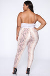Shed Your Skin Snake Print Leggings - Pink
