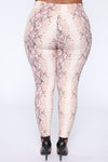 Shed Your Skin Snake Print Leggings - Pink
