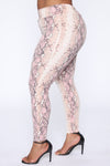 Shed Your Skin Snake Print Leggings - Pink