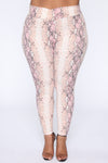 Shed Your Skin Snake Print Leggings - Pink
