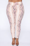 Shed Your Skin Snake Print Leggings - Pink