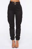 Belt It Out Cargo Joggers - Black