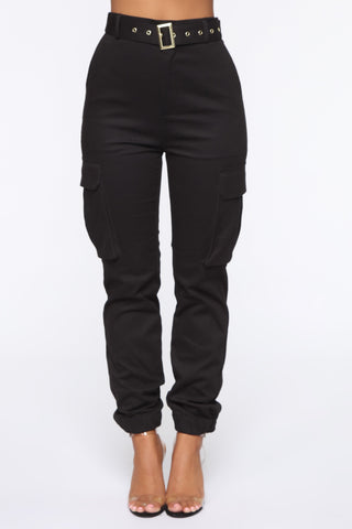 Belt It Out Cargo Joggers - Black
