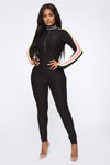 All Zipped Up Jumpsuit - Black/Neon