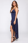 Resiliently Beautiful Satin High Low Dress - Navy