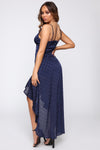 Resiliently Beautiful Satin High Low Dress - Navy