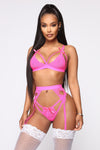Body Language 3 Piece Garter Set - Hot Pink